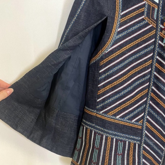 BCBGMaxAzria Zachary Navy Embroidered Cape Jacket - Picture 8 of 12